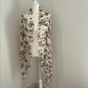 Collection Eighteen Brown and White Elephant Print Scarf